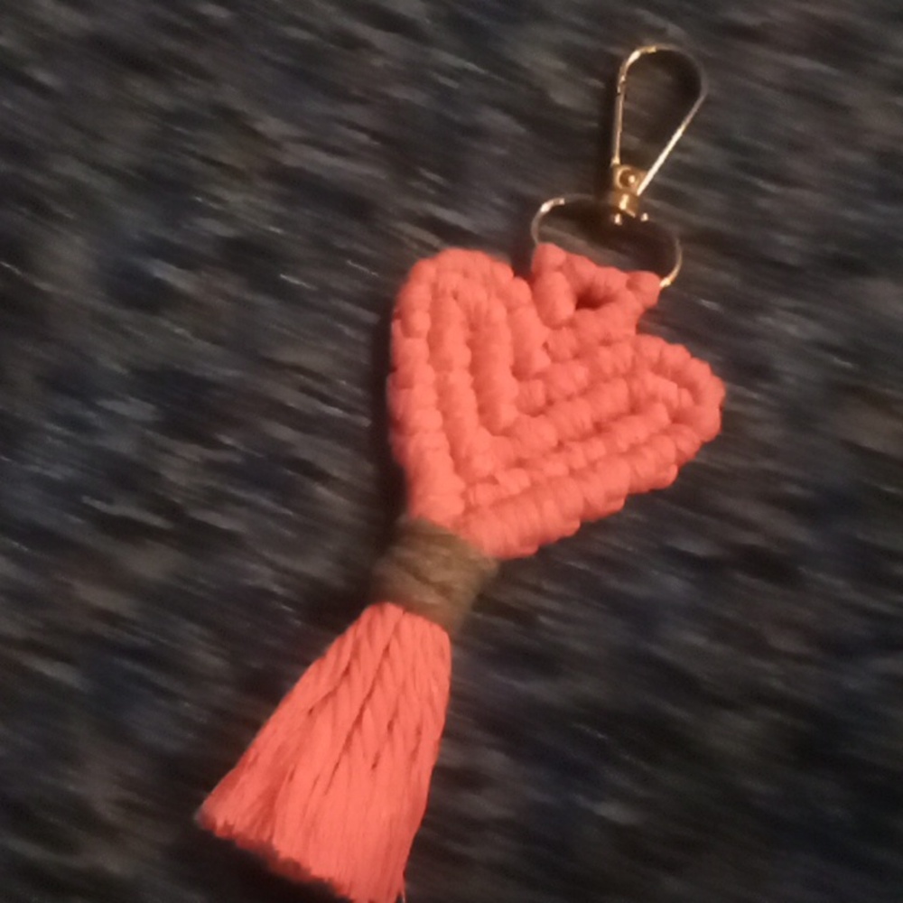 Macrame Heart Keychain